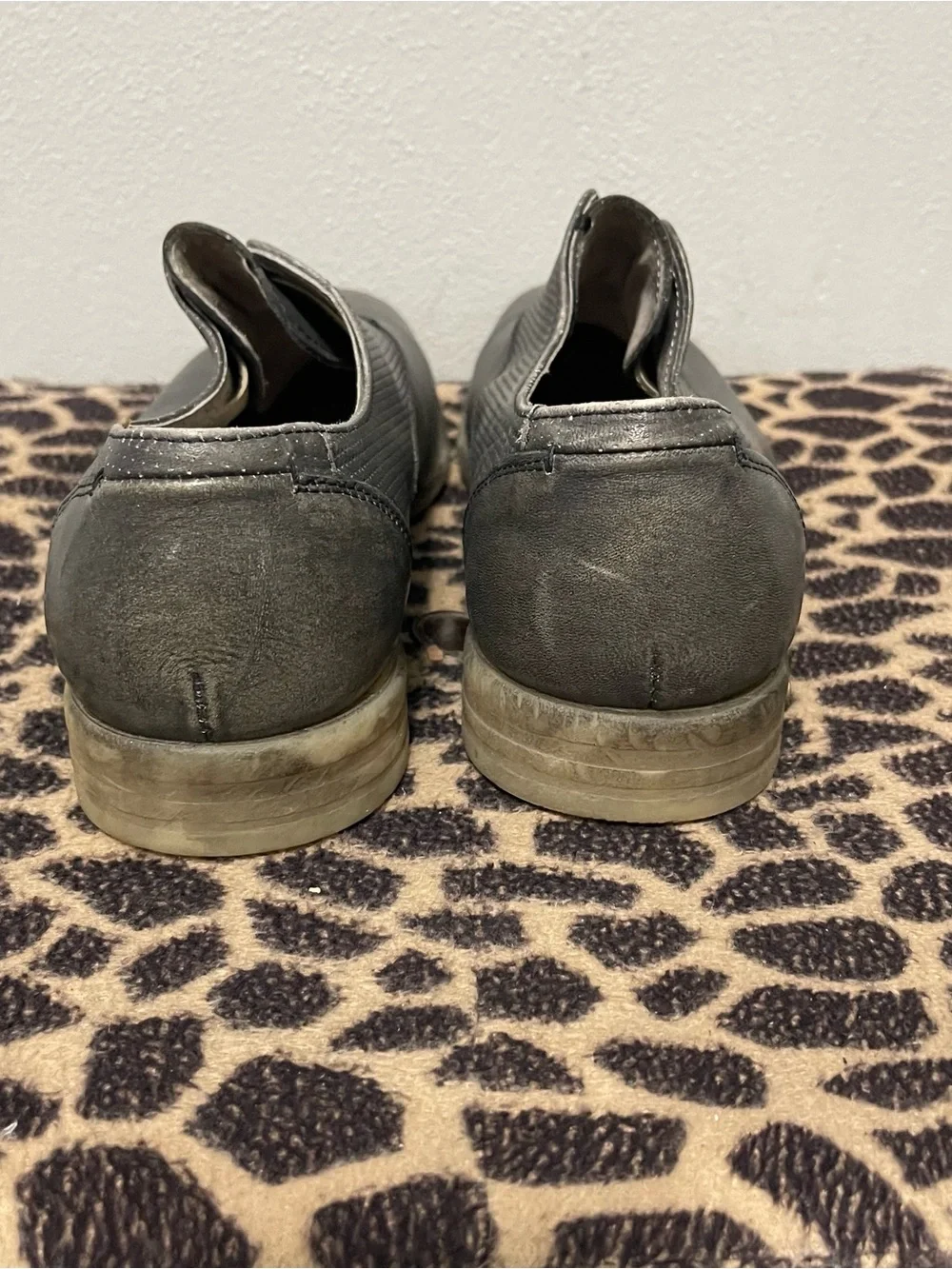 Diesel Boa Vista Chronon Slip On Distressed Loafers Gray Leather Mens 42/9